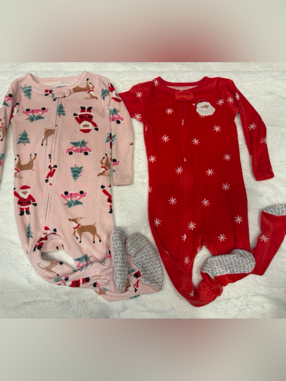 Carter's Pink Infant Footed Christmas Soft Fleece  Pajama Set 18 mos
